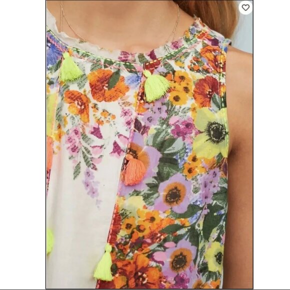 Anthropologie RAGA Floral Swing Tassel Tank - Picture 2 of 7